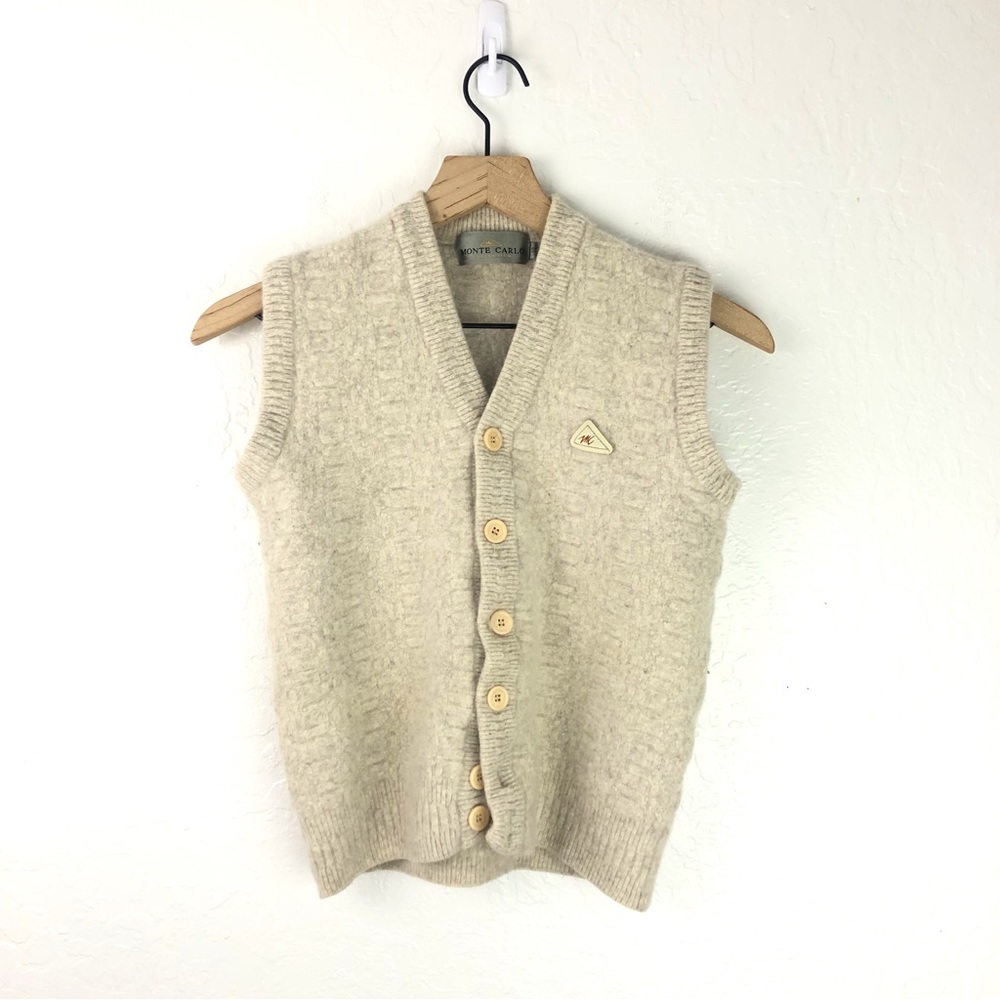 Monte Carlo Lambswool Blend Button Down Vest See measurements